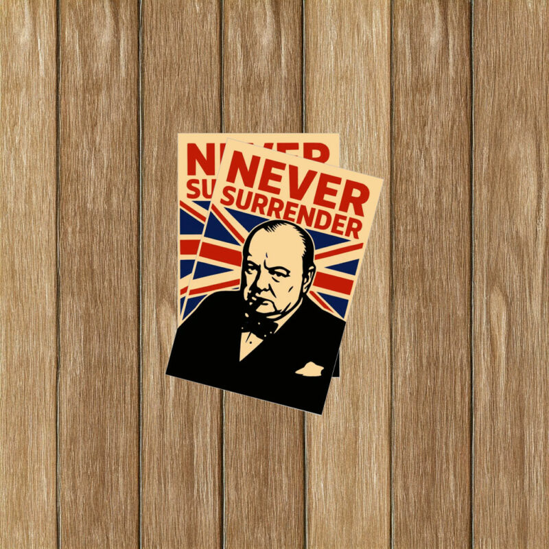 Winston Churchill Union Jack Never Surrender Kiss-Cut Sticker