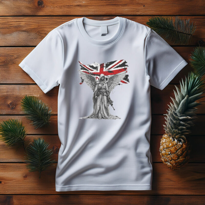 Angel with Distressed Union Jack T-Shirt