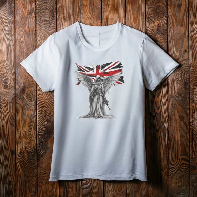 Angel with Distressed Union Jack T-Shirt