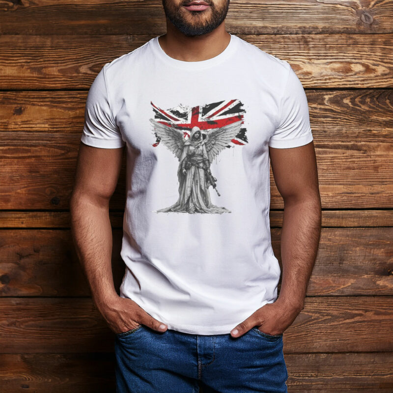 Angel with Distressed Union Jack T-Shirt