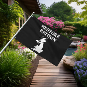 Bold Black Restore Britain Map Flag