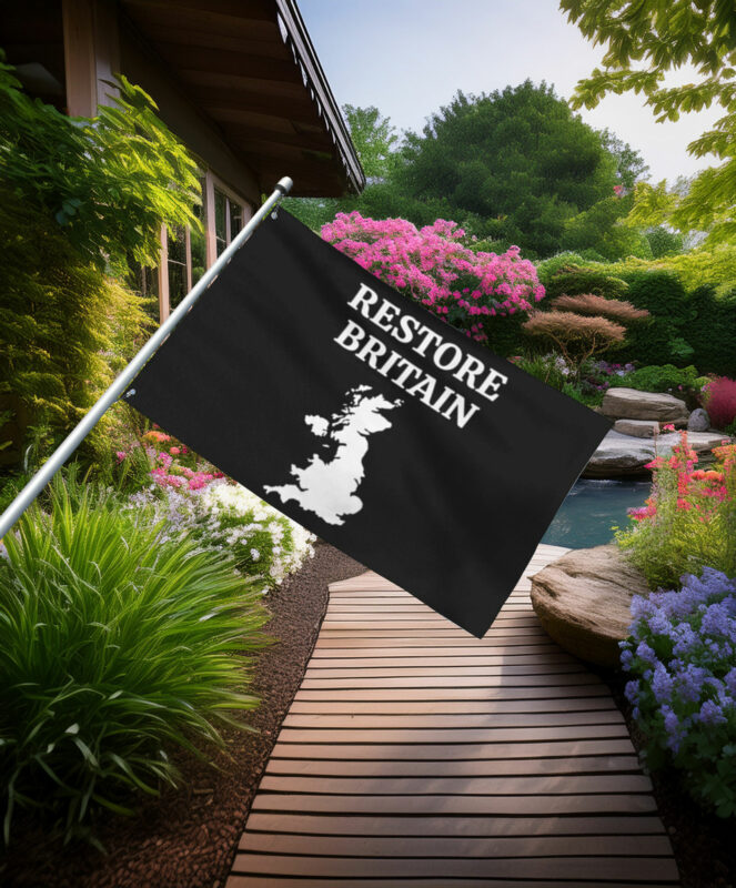Bold Black Restore Britain Map Flag