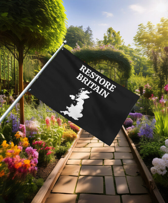 Bold Black Restore Britain Map Flag