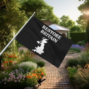 Bold Black Restore Britain Map Flag