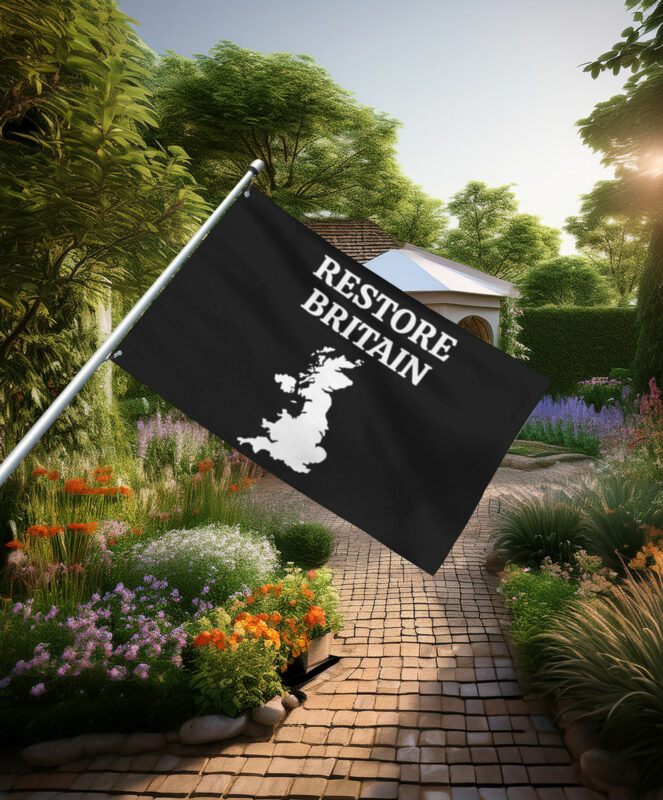 Bold Black Restore Britain Map Flag