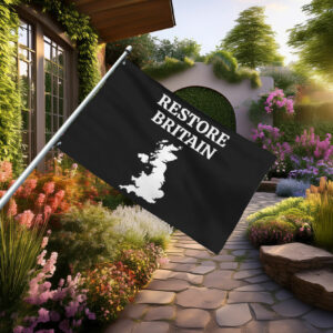 Bold Black Restore Britain Map Flag