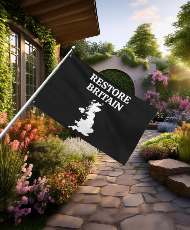 Bold Black Restore Britain Map Flag