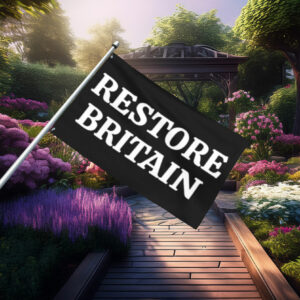 Classic Black Restore Britain Text Flag