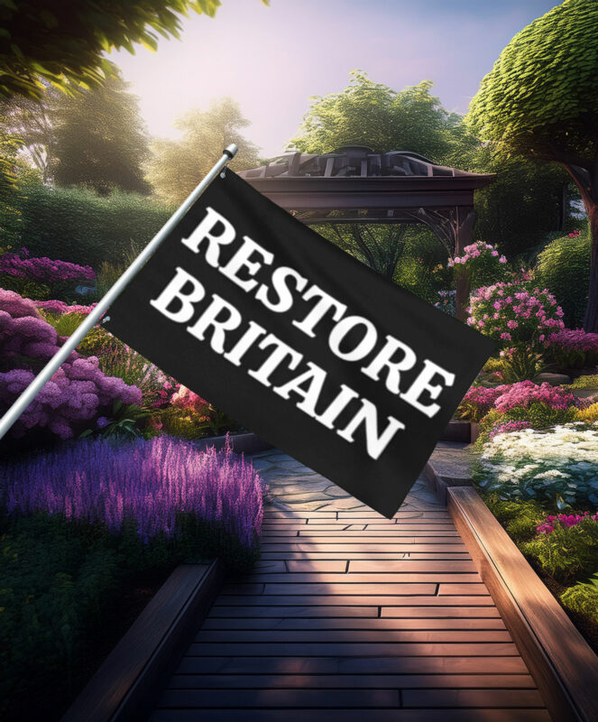 Classic Black Restore Britain Text Flag