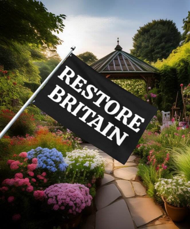Classic Black Restore Britain Text Flag