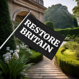 Classic Black Restore Britain Text Flag
