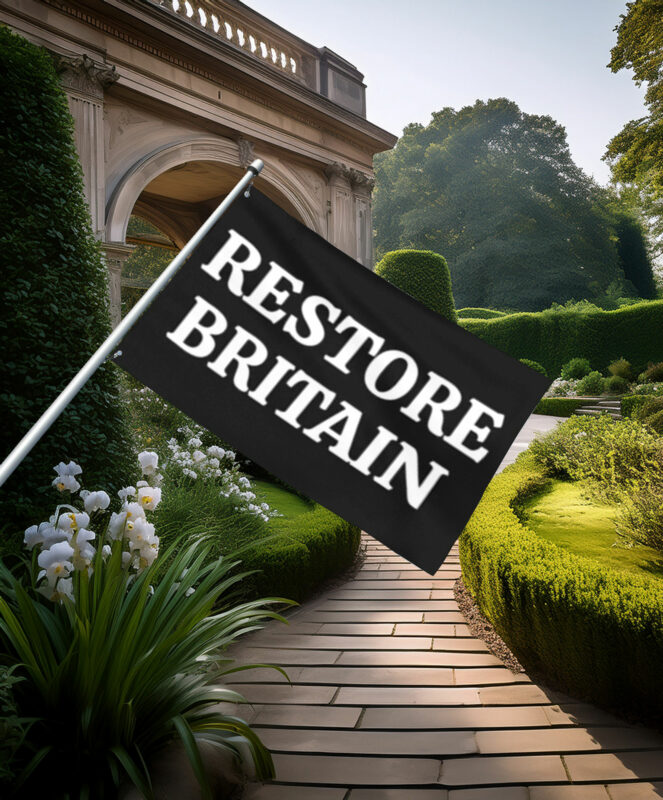 Classic Black Restore Britain Text Flag