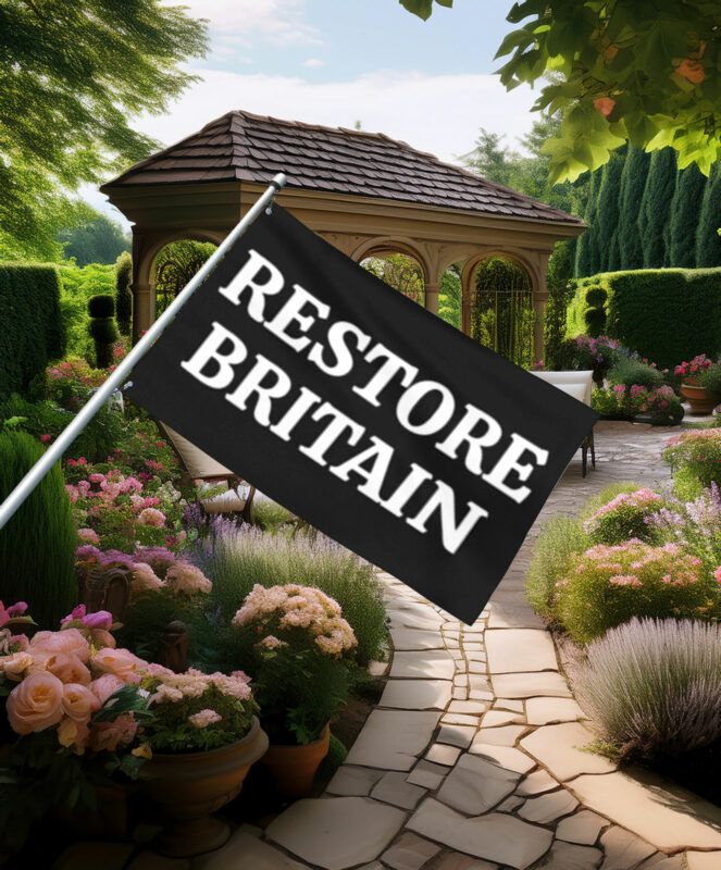 Classic Black Restore Britain Text Flag