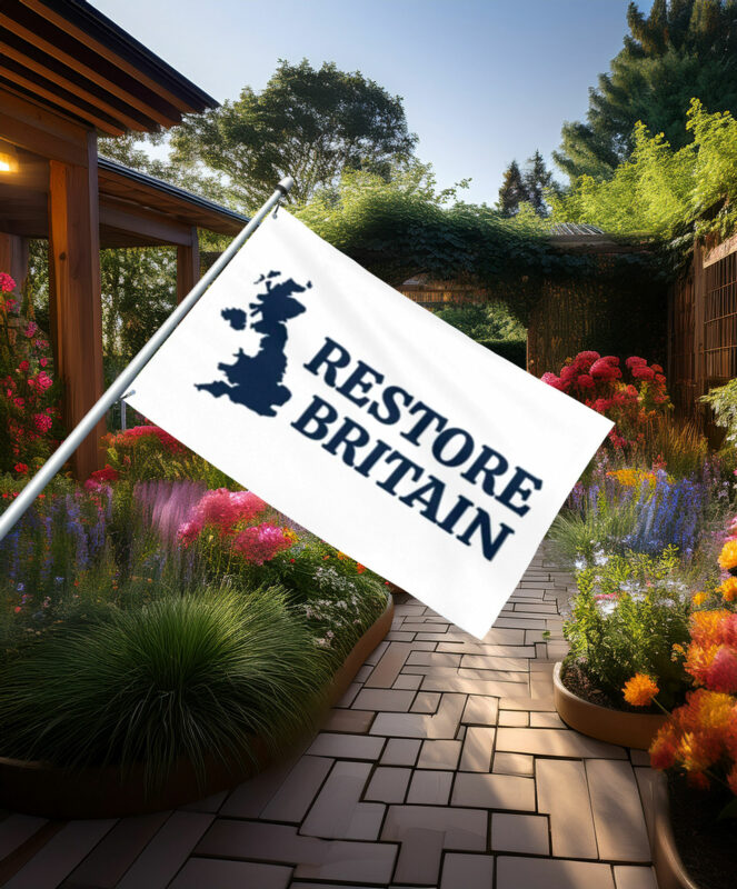 Classic Blue Restore Britain Outline Flag