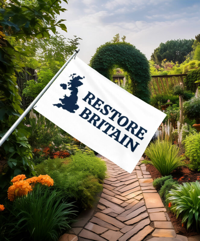 Classic Blue Restore Britain Outline Flag