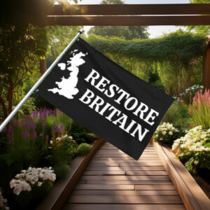 Classic Restore Britain Map Silhouette Flag