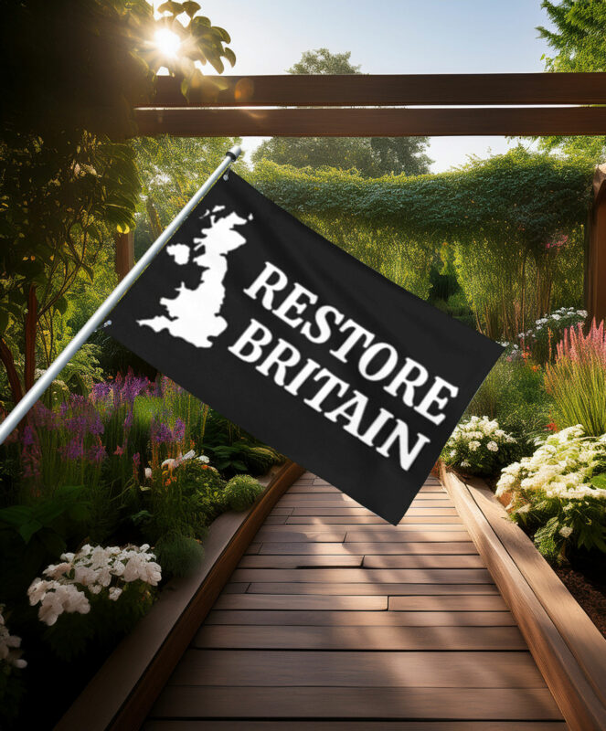 Classic Restore Britain Map Silhouette Flag