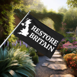 Classic Restore Britain Map Silhouette Flag