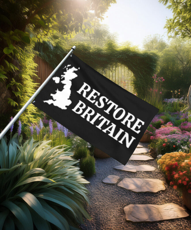 Classic Restore Britain Map Silhouette Flag