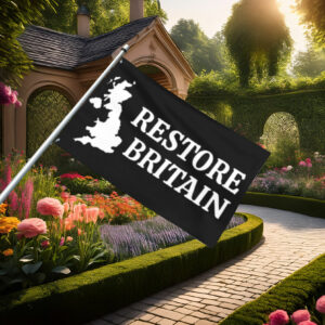 Classic Restore Britain Map Silhouette Flag