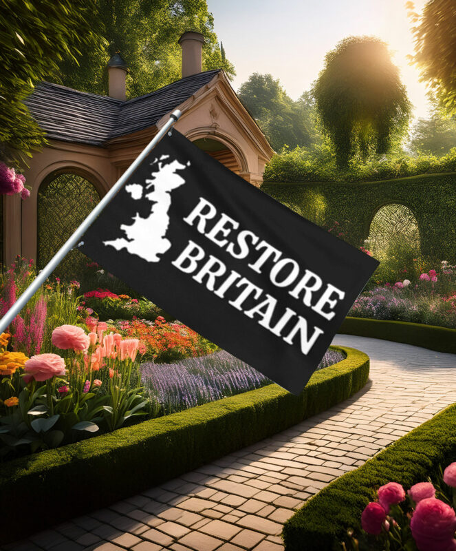 Classic Restore Britain Map Silhouette Flag