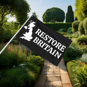 Classic Restore Britain Map Silhouette Flag
