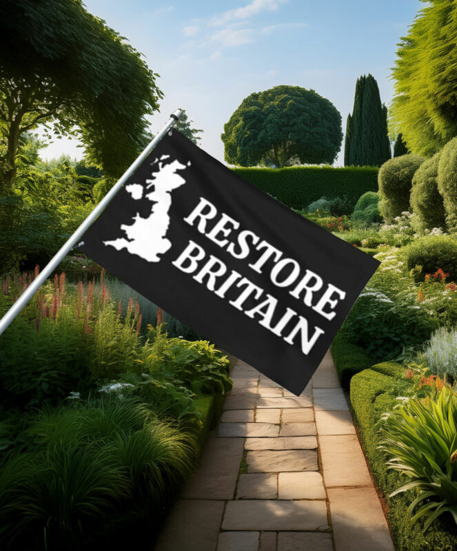 Classic Restore Britain Map Silhouette Flag