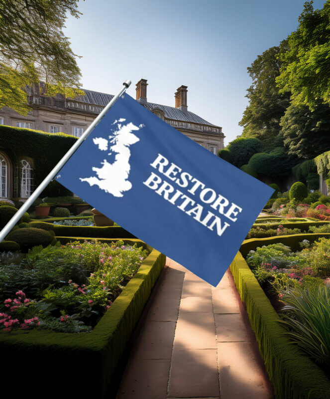 Clean Blue Restore Britain Minimal Map Flag