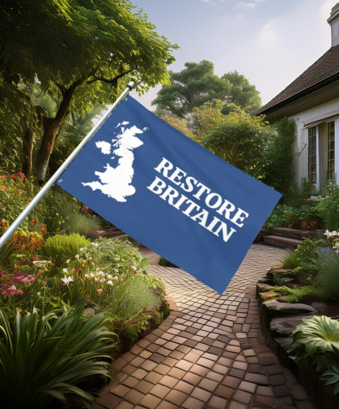 Clean Blue Restore Britain Minimal Map Flag