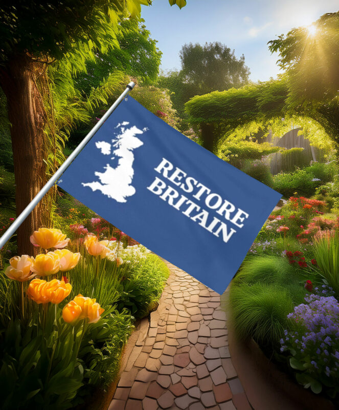 Clean Blue Restore Britain Minimal Map Flag
