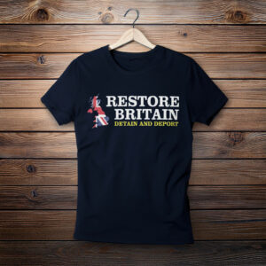 Detain and Deport British Flag Shirt Party UK Politics Restore Britain Tee