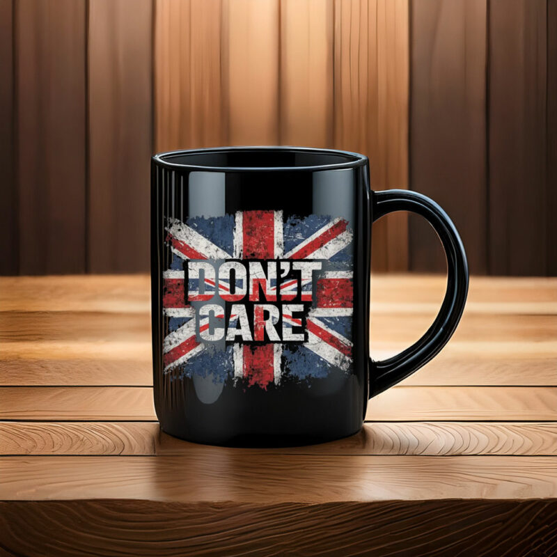 Don’t Care Union Jack Graphic Mug