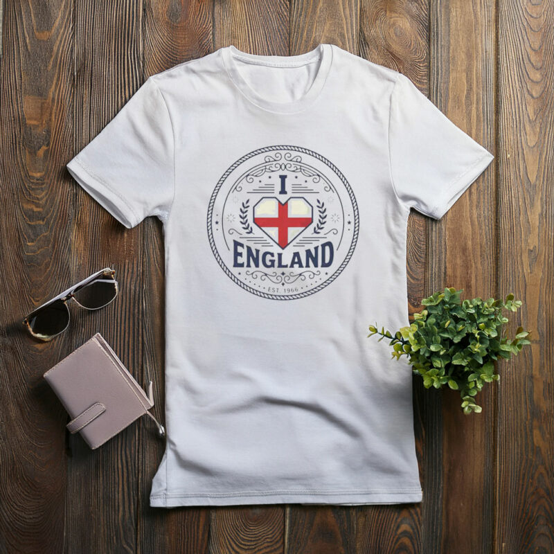 England Flag Crest I Heart England T-Shirt