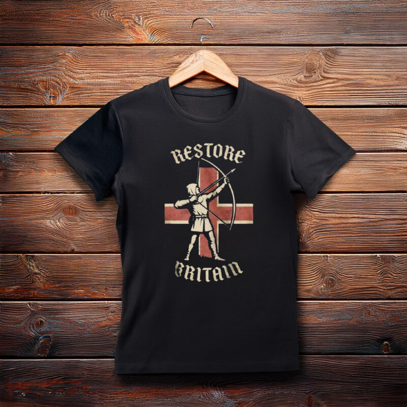 English Longbow Archer Restore Britain Montage T-Shirt