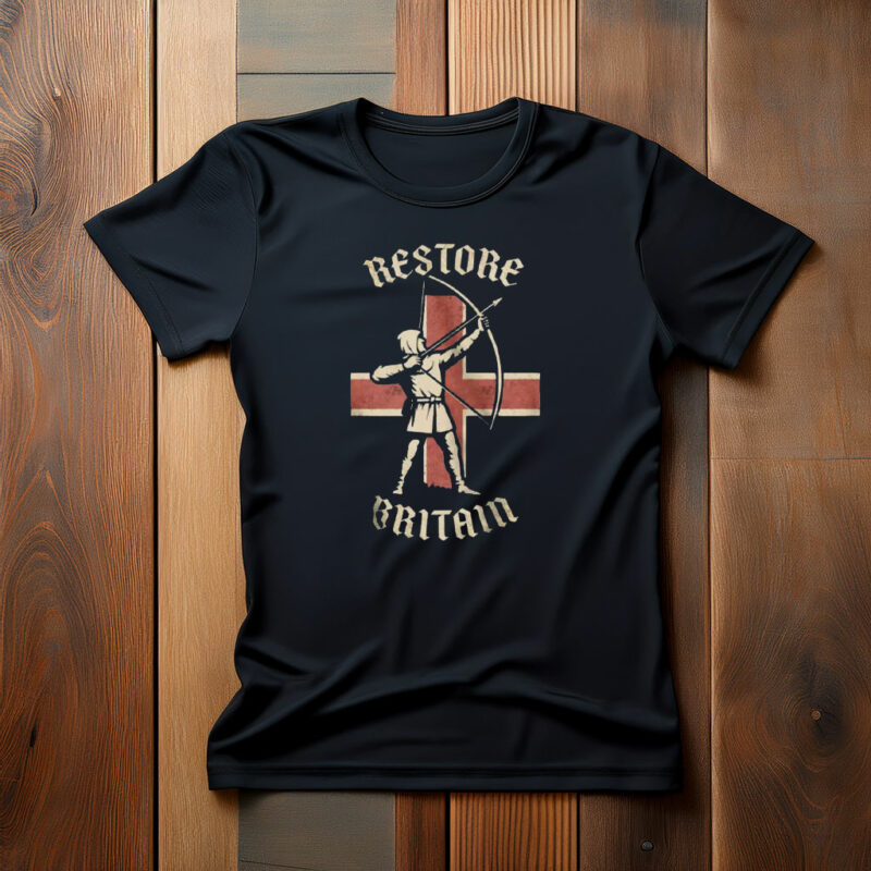 English Longbow Archer Restore Britain Montage T-Shirt