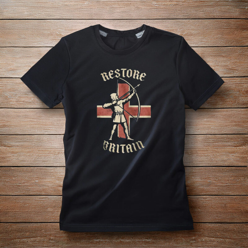 English Longbow Archer Restore Britain Montage T-Shirt