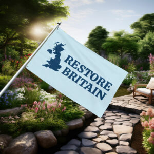 Light Blue Restore Britain Map Silhouette Flag