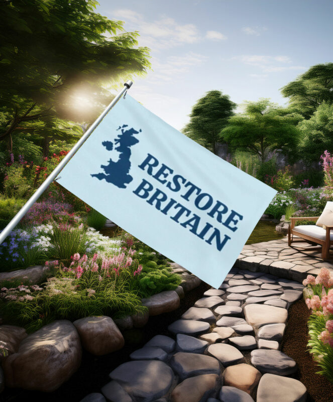 Light Blue Restore Britain Map Silhouette Flag