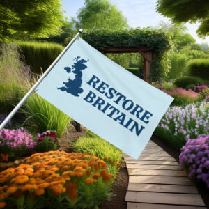 Light Blue Restore Britain Map Silhouette Flag