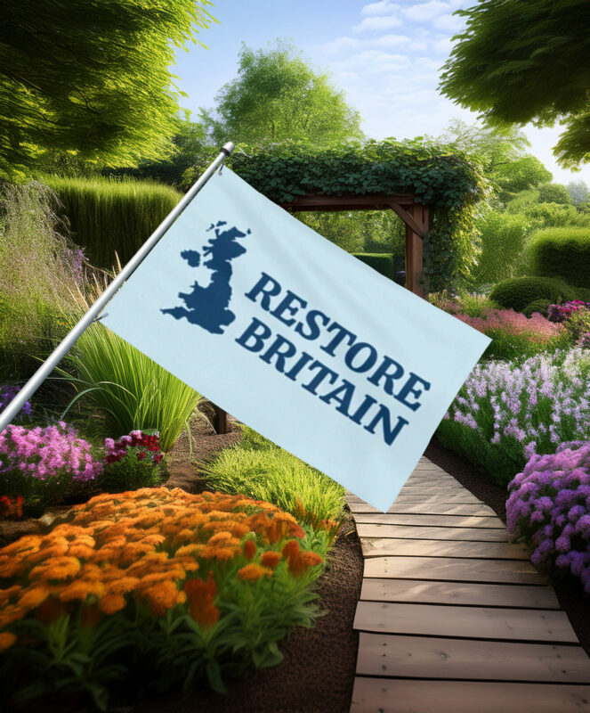 Light Blue Restore Britain Map Silhouette Flag