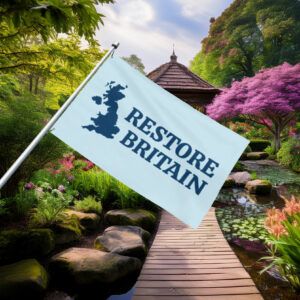 Light Blue Restore Britain Map Silhouette Flag