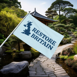 Light Blue Restore Britain Map Silhouette Flag