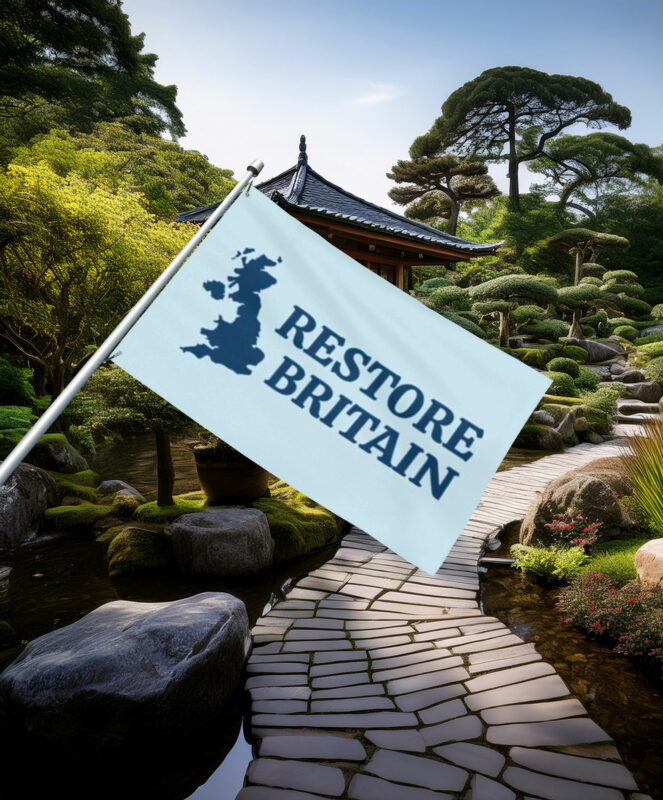 Light Blue Restore Britain Map Silhouette Flag