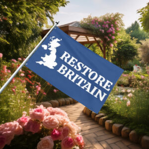 Minimalist Blue Restore Britain Map Flag