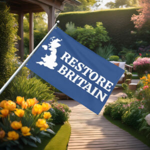 Minimalist Blue Restore Britain Map Flag