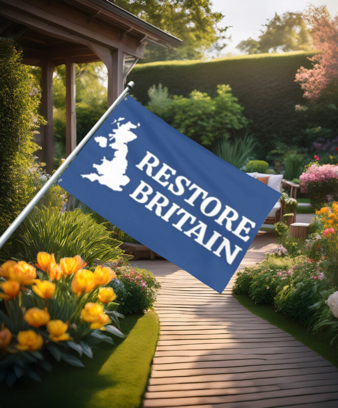 Minimalist Blue Restore Britain Map Flag