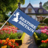 Minimalist Blue Restore Britain Map Flag