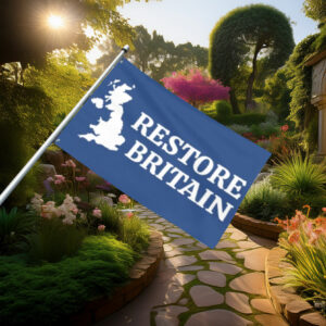 Minimalist Blue Restore Britain Map Flag