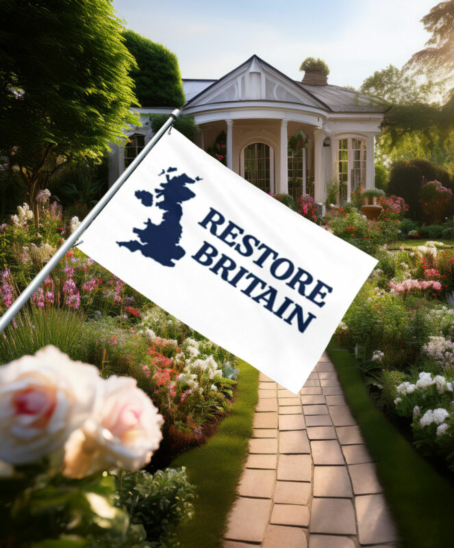 Minimalist Restore Britain Blue Map Flag