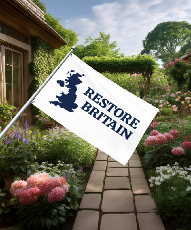 Minimalist Restore Britain Blue Map Flag